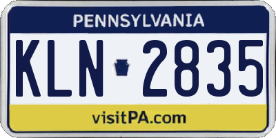 PA license plate KLN2835