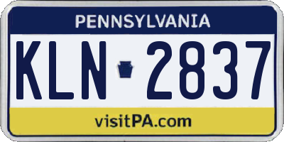 PA license plate KLN2837