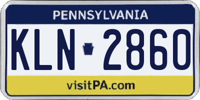 PA license plate KLN2860