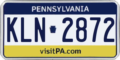 PA license plate KLN2872