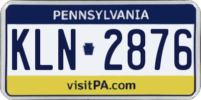 PA license plate KLN2876