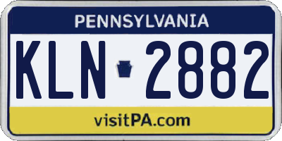 PA license plate KLN2882