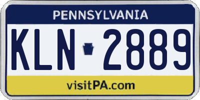 PA license plate KLN2889