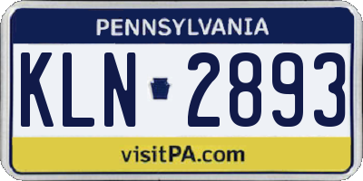 PA license plate KLN2893