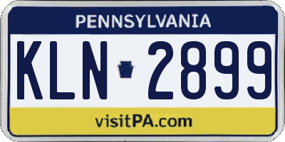 PA license plate KLN2899