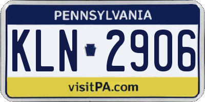 PA license plate KLN2906