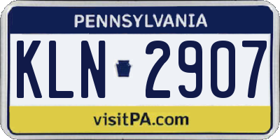 PA license plate KLN2907