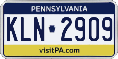 PA license plate KLN2909