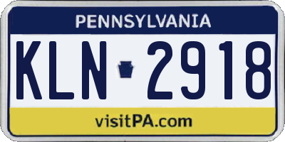PA license plate KLN2918