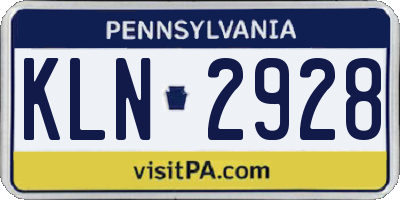 PA license plate KLN2928