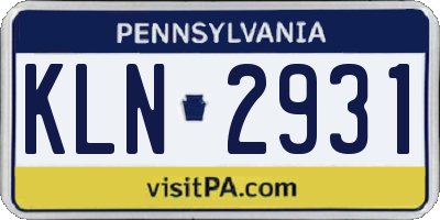 PA license plate KLN2931