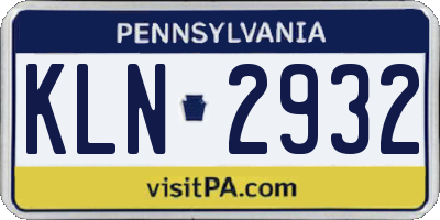 PA license plate KLN2932