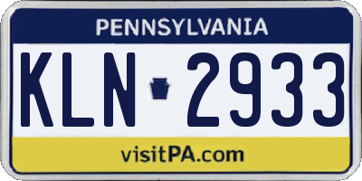 PA license plate KLN2933