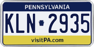 PA license plate KLN2935