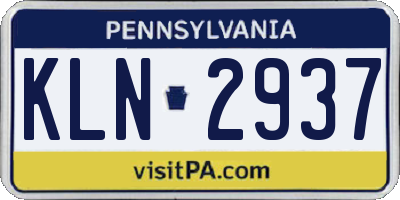 PA license plate KLN2937
