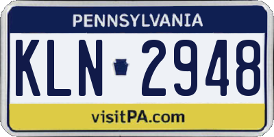 PA license plate KLN2948