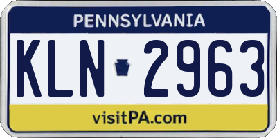 PA license plate KLN2963