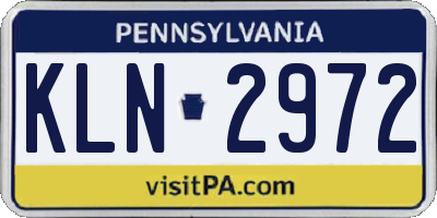 PA license plate KLN2972