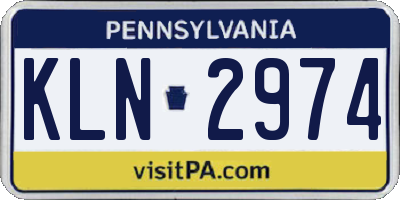 PA license plate KLN2974