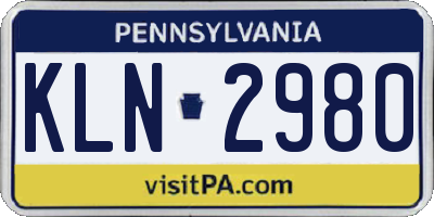 PA license plate KLN2980