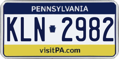 PA license plate KLN2982