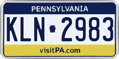 PA license plate KLN2983