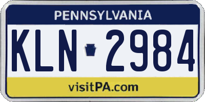 PA license plate KLN2984