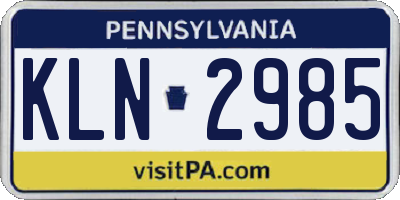 PA license plate KLN2985
