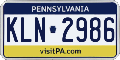 PA license plate KLN2986