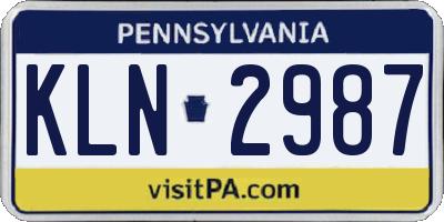 PA license plate KLN2987