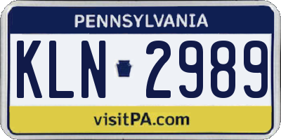 PA license plate KLN2989