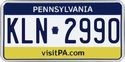 PA license plate KLN2990
