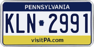 PA license plate KLN2991