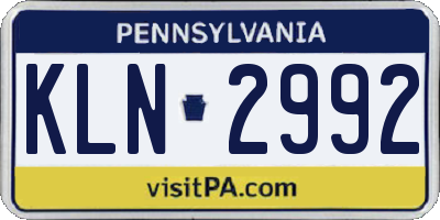 PA license plate KLN2992