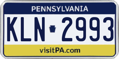 PA license plate KLN2993