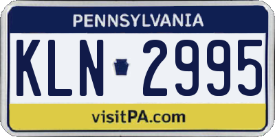 PA license plate KLN2995