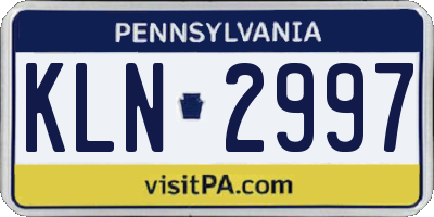 PA license plate KLN2997