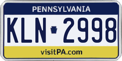 PA license plate KLN2998