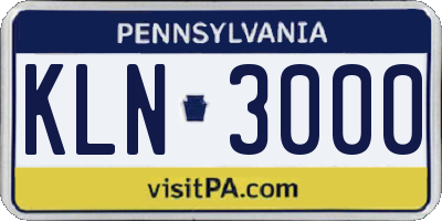 PA license plate KLN3000
