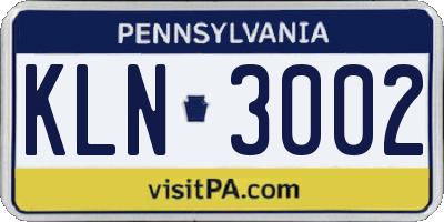 PA license plate KLN3002