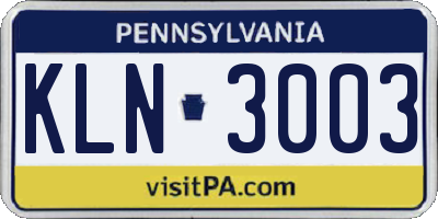 PA license plate KLN3003