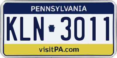 PA license plate KLN3011