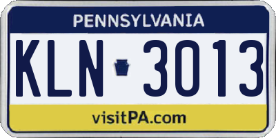 PA license plate KLN3013
