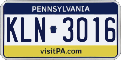PA license plate KLN3016