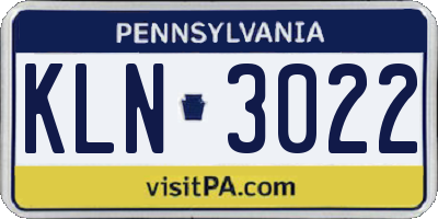 PA license plate KLN3022