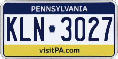 PA license plate KLN3027