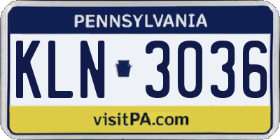 PA license plate KLN3036