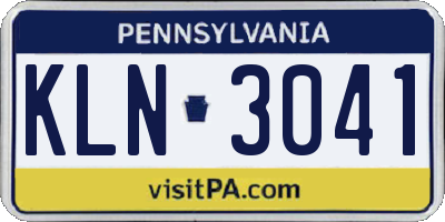 PA license plate KLN3041