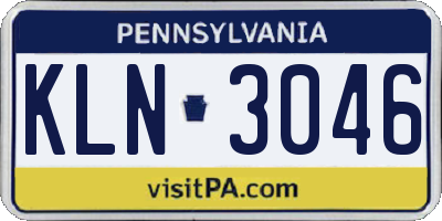 PA license plate KLN3046