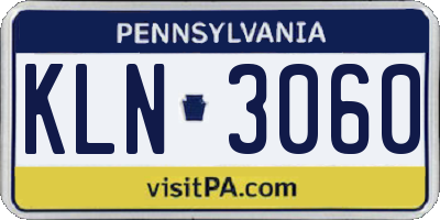 PA license plate KLN3060